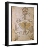 Human Skeleton from Mansur's Anatomy by 15th C. Persian Mansur Ibn Ilyas-null-Framed Art Print