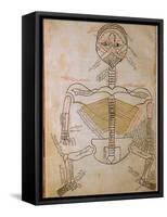 Human Skeleton from Mansur's Anatomy by 15th C. Persian Mansur Ibn Ilyas-null-Framed Stretched Canvas