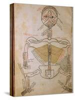 Human Skeleton from Mansur's Anatomy by 15th C. Persian Mansur Ibn Ilyas-null-Stretched Canvas