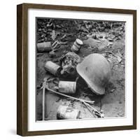 Human Skull, an Army Helmet, and Canned Food by the Side of the Ledo Road, Burma, July 1944-Bernard Hoffman-Framed Photographic Print