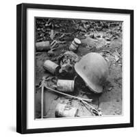 Human Skull, an Army Helmet, and Canned Food by the Side of the Ledo Road, Burma, July 1944-Bernard Hoffman-Framed Photographic Print