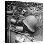 Human Skull, an Army Helmet, and Canned Food by the Side of the Ledo Road, Burma, July 1944-Bernard Hoffman-Stretched Canvas