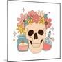 Human Skull in Flower Floral with Magic Flask, Witch Bottle, Magic Potion and Candle. Vintage Hallo-Svetlana Shamshurina-Mounted Photographic Print