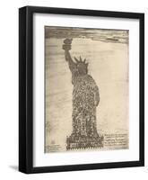 Human Statue of Liberty. 18,000 Officers and Men at Camp Dodge, Des Moines, Ia.-Mole Thomas-Framed Art Print
