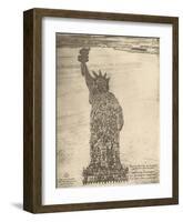 Human Statue of Liberty. 18,000 Officers and Men at Camp Dodge, Des Moines, Ia.-Mole Thomas-Framed Art Print