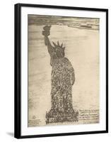 Human Statue of Liberty. 18,000 Officers and Men at Camp Dodge, Des Moines, Ia.-Mole Thomas-Framed Art Print