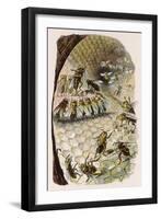Humanised Bees in a Hive-null-Framed Art Print