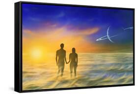 Humanity And the Universe, Artwork-Richard Bizley-Framed Stretched Canvas