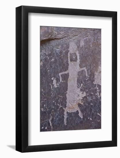 Humanoid Petroglyph on the Kohta Circus Petroglyph Panel, Gold Butte, Nevada, Usa-James Hager-Framed Photographic Print