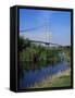 Humber Bridge from the South Bank, Yorkshire, England, United Kingdom-R Mcleod-Framed Stretched Canvas