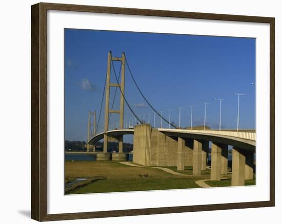 Humber Bridge Seen from the South, Humberside-Yorkshire, England, United Kingdom, Europe-Waltham Tony-Framed Photographic Print