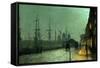 Humber Dockside, Hull-John Atkinson Grimshaw-Framed Stretched Canvas