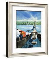 Humber Estuary Bridge under Construction-null-Framed Giclee Print