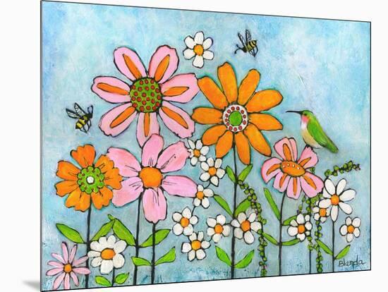 Hummingbird and Bees on Flowers-Blenda Tyvoll-Mounted Art Print