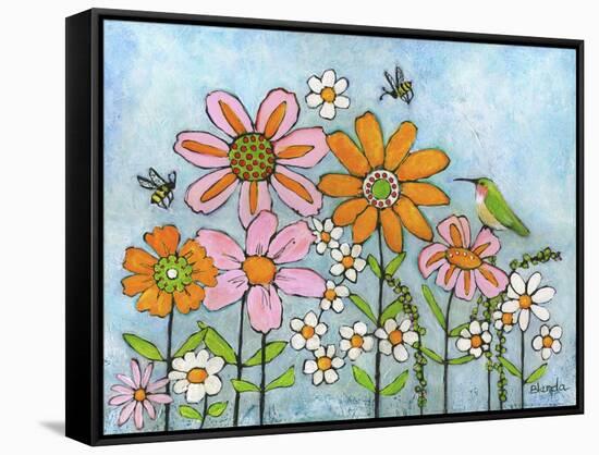 Hummingbird and Bees-Blenda Tyvoll-Framed Stretched Canvas