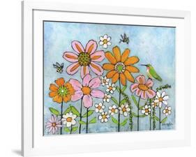 Hummingbird and Bees-Blenda Tyvoll-Framed Giclee Print