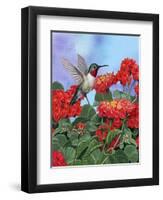 Hummingbird and Flower 2-William Vanderdasson-Framed Premium Giclee Print
