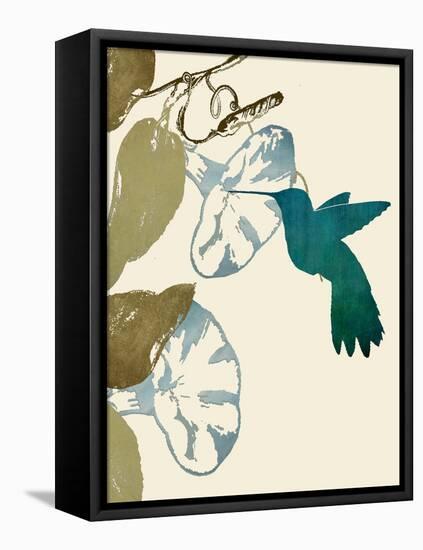 Hummingbird and Morning Glories-Karen Williams-Framed Stretched Canvas