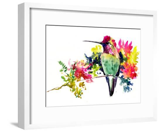 Hummingbird On The Tree-Suren Nersisyan-Framed Art Print