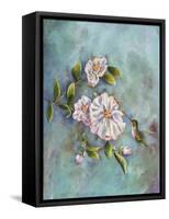 Hummingbird with Camellias-Sarah Davis-Framed Stretched Canvas