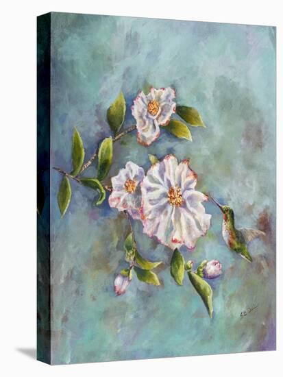 Hummingbird with Camellias-Sarah Davis-Stretched Canvas