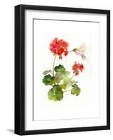 Hummingbird with Geranium, 2015-John Keeling-Framed Giclee Print