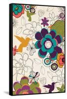 Hummingbirds and Flowers Pattern-Lantern Press-Framed Stretched Canvas