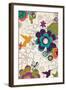 Hummingbirds and Flowers Pattern-Lantern Press-Framed Art Print