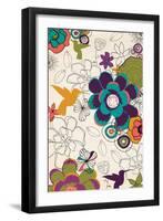 Hummingbirds and Flowers Pattern-Lantern Press-Framed Art Print