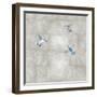 Hummingbirds Blue on Silver I-Tina Blakely-Framed Art Print