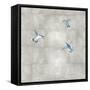 Hummingbirds Blue on Silver I-Tina Blakely-Framed Stretched Canvas