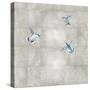 Hummingbirds Blue on Silver I-Tina Blakely-Stretched Canvas