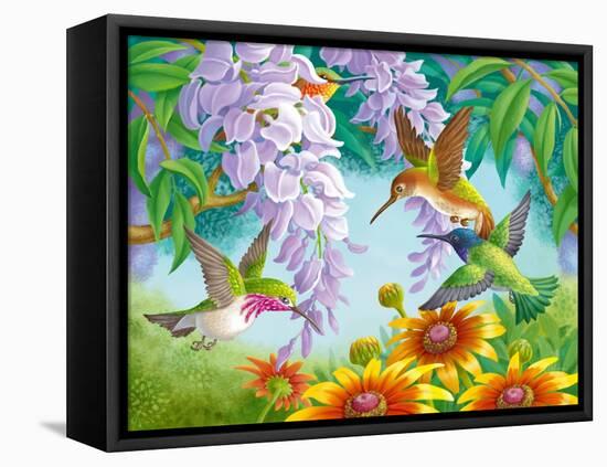 Hummingbirds-Olga Kovaleva-Framed Stretched Canvas