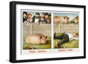 Humourous Russian Postcard-null-Framed Art Print