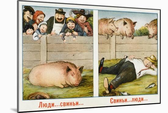 Humourous Russian Postcard-null-Mounted Art Print
