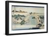 Humpback Bridge by the Kameido Tenjin Bridge, Between 1827 and 1830-Katsushika Hokusai-Framed Giclee Print