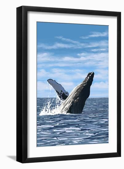 Humpback Whale - Ocean-Lantern Press-Framed Art Print