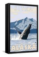 Humpback Whale, Sitka, Alaska-Lantern Press-Framed Stretched Canvas