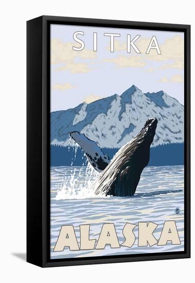 Humpback Whale, Sitka, Alaska-Lantern Press-Framed Stretched Canvas