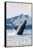 Humpback Whale, Sitka, Alaska-Lantern Press-Framed Stretched Canvas