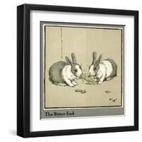 Humpty and Dumpty the Rabbits Eating a Cabbage-Cecil Aldin-Framed Art Print