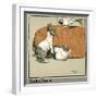 Humpty and Dumpty the Rabbits Meet a Dog-Cecil Aldin-Framed Art Print