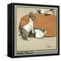 Humpty and Dumpty the Rabbits Meet a Dog-Cecil Aldin-Framed Stretched Canvas