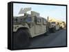 Humvees Sit on the Pier at Morehead City, North Carolina, Awaiting Deployment-null-Framed Stretched Canvas