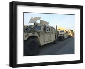 Humvees Sit on the Pier at Morehead City, North Carolina, Awaiting Deployment-null-Framed Photographic Print