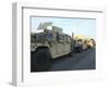 Humvees Sit on the Pier at Morehead City, North Carolina, Awaiting Deployment-null-Framed Photographic Print