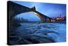 Hunchbacked Devil Bridge in Bobbio, Trebbia Valley, Piacenza, Emilia Romagna, Italy-ClickAlps-Stretched Canvas