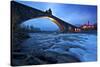 Hunchbacked Devil Bridge in Bobbio, Trebbia Valley, Piacenza, Emilia Romagna, Italy-ClickAlps-Stretched Canvas