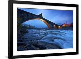 Hunchbacked Devil Bridge in Bobbio, Trebbia Valley, Piacenza, Emilia Romagna, Italy-ClickAlps-Framed Photographic Print