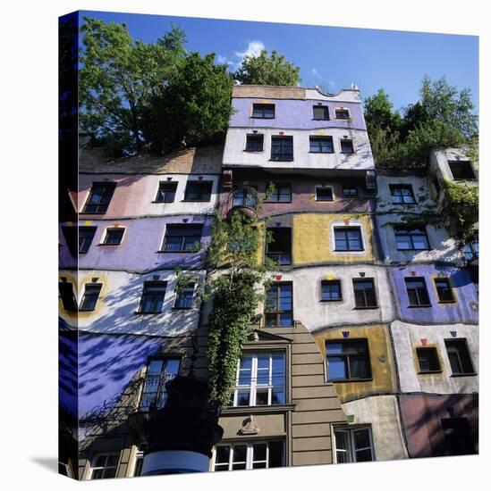 Hundertwasserhaus (Antitraditional Architecture), Vienna, Austria, Europe-Stuart Black-Stretched Canvas